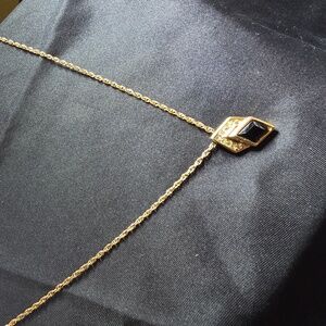 Christian Dior Necklace with Rhinestone And Blackstone Pendant